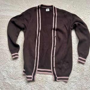 Aritzia Knit Long Cardigan in Brown and Pink